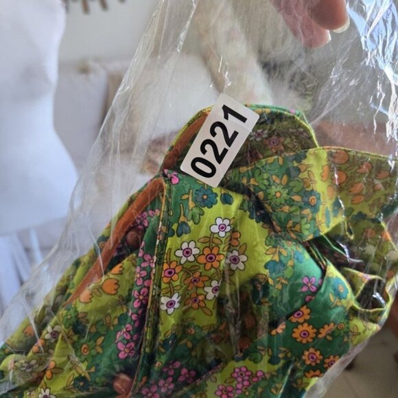 Vtg 60s Mod Mini Dress Psychedelic Floral Belted Button Front Youthquake Collar - Picture 11 of 11